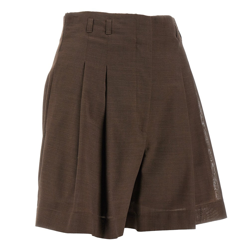 Wool-blend high-waist shorts