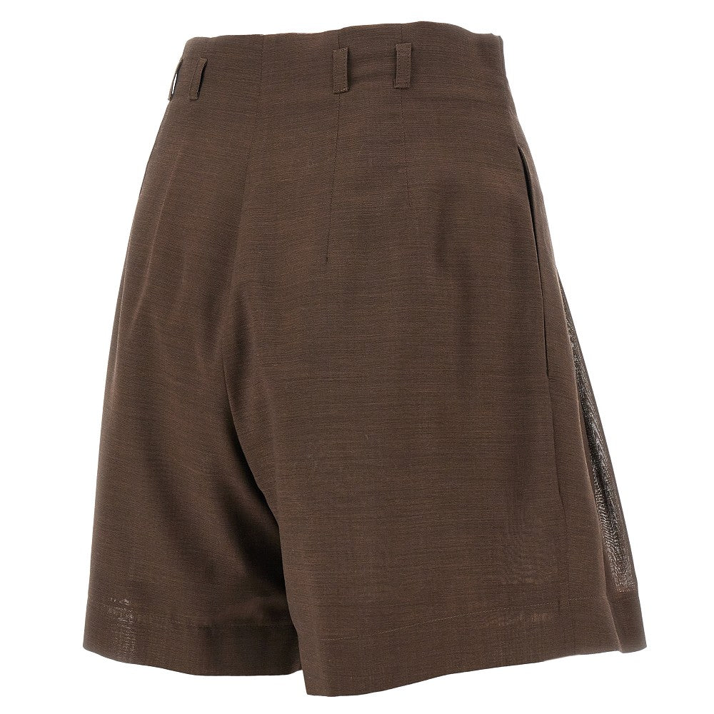 Wool-blend high-waist shorts