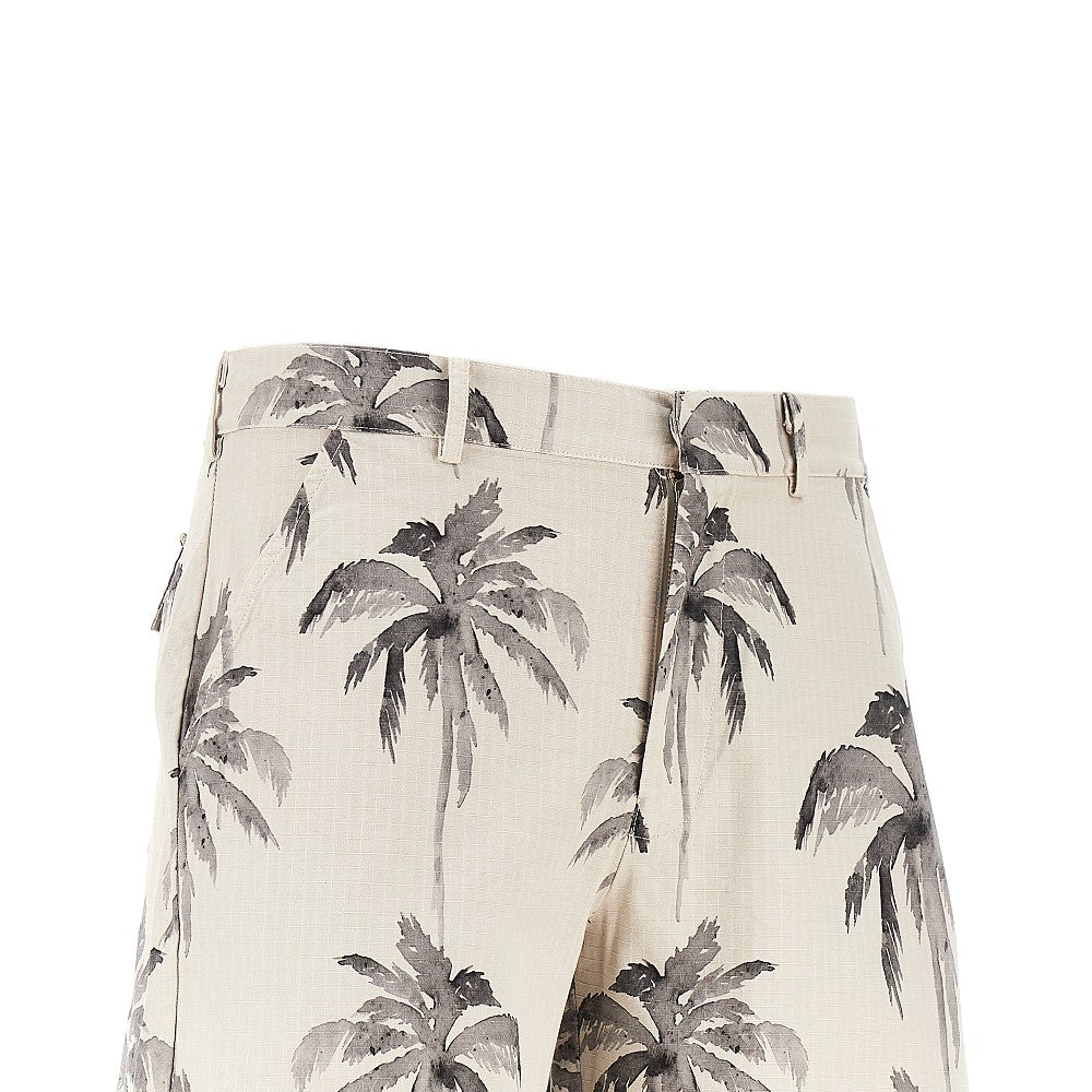Shorts in ripstop con stampa palme