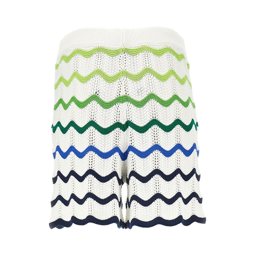 Crochet knit shorts with wavy motif