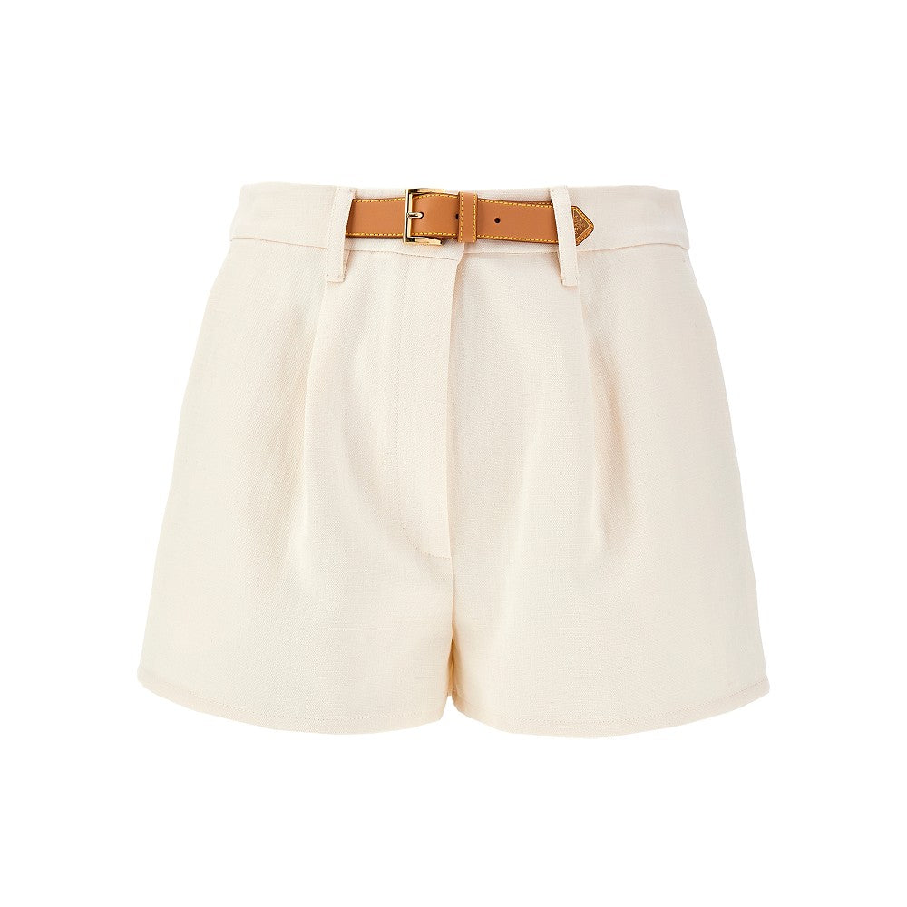 Linen-blend canvas shorts