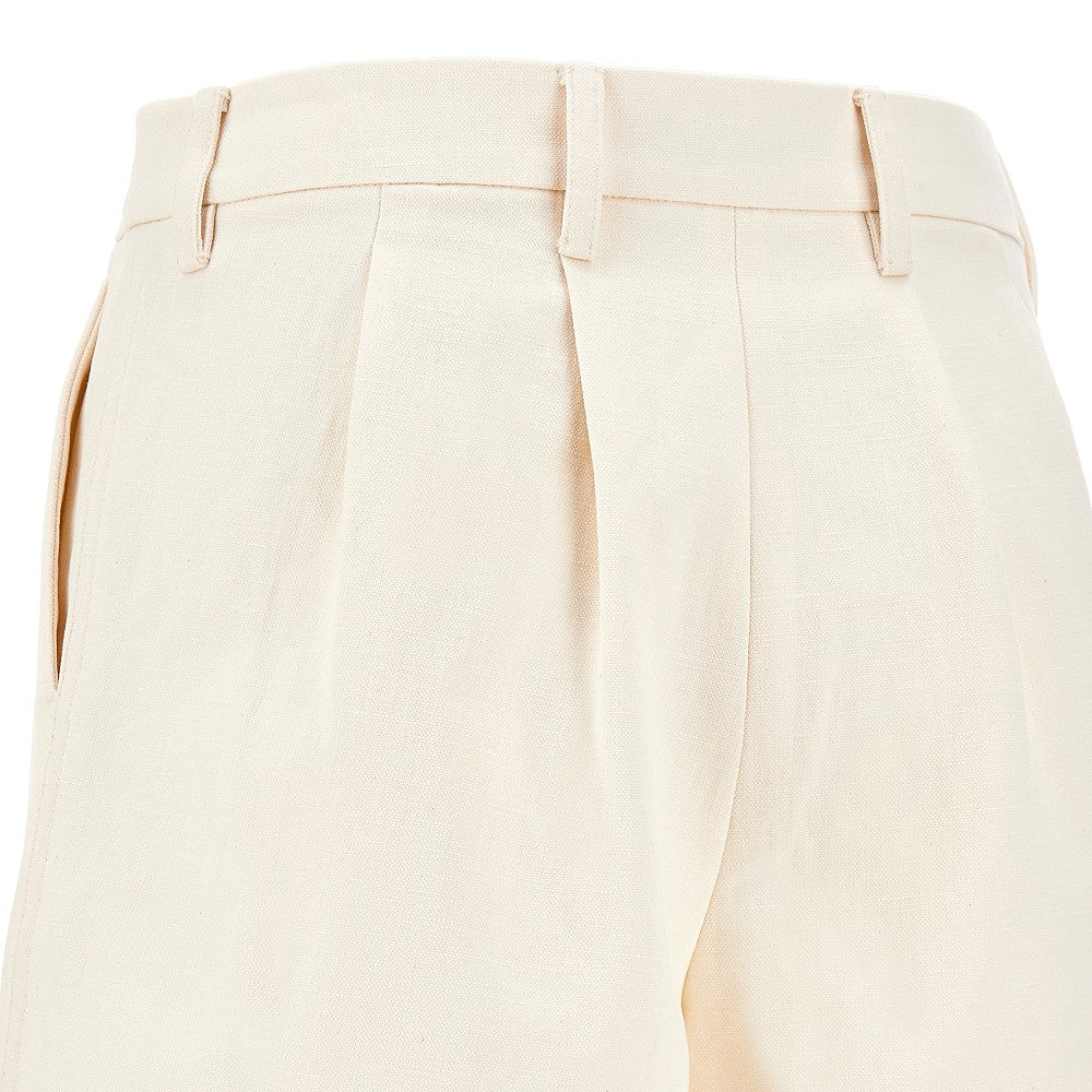 Linen-blend canvas shorts