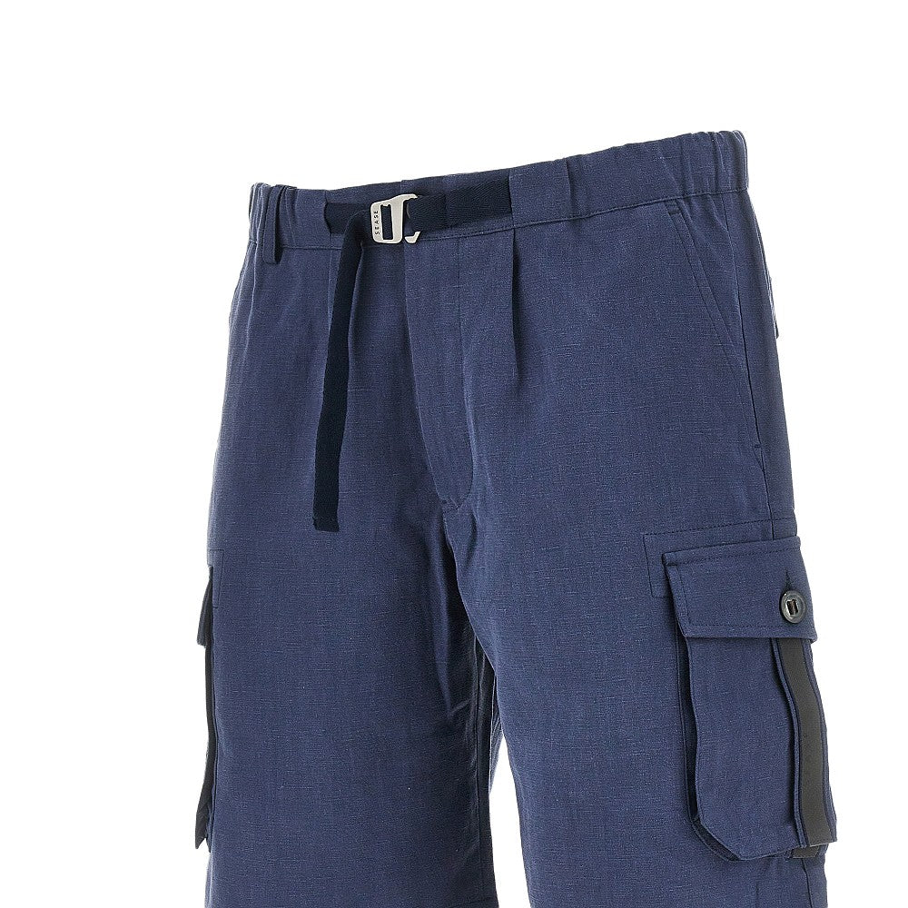 Bermuda cargo in lino con cintura