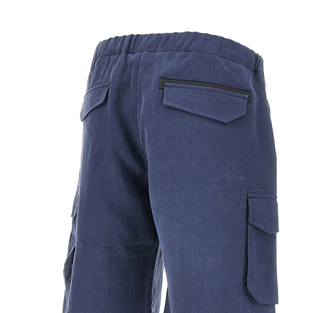 Bermuda cargo in lino con cintura