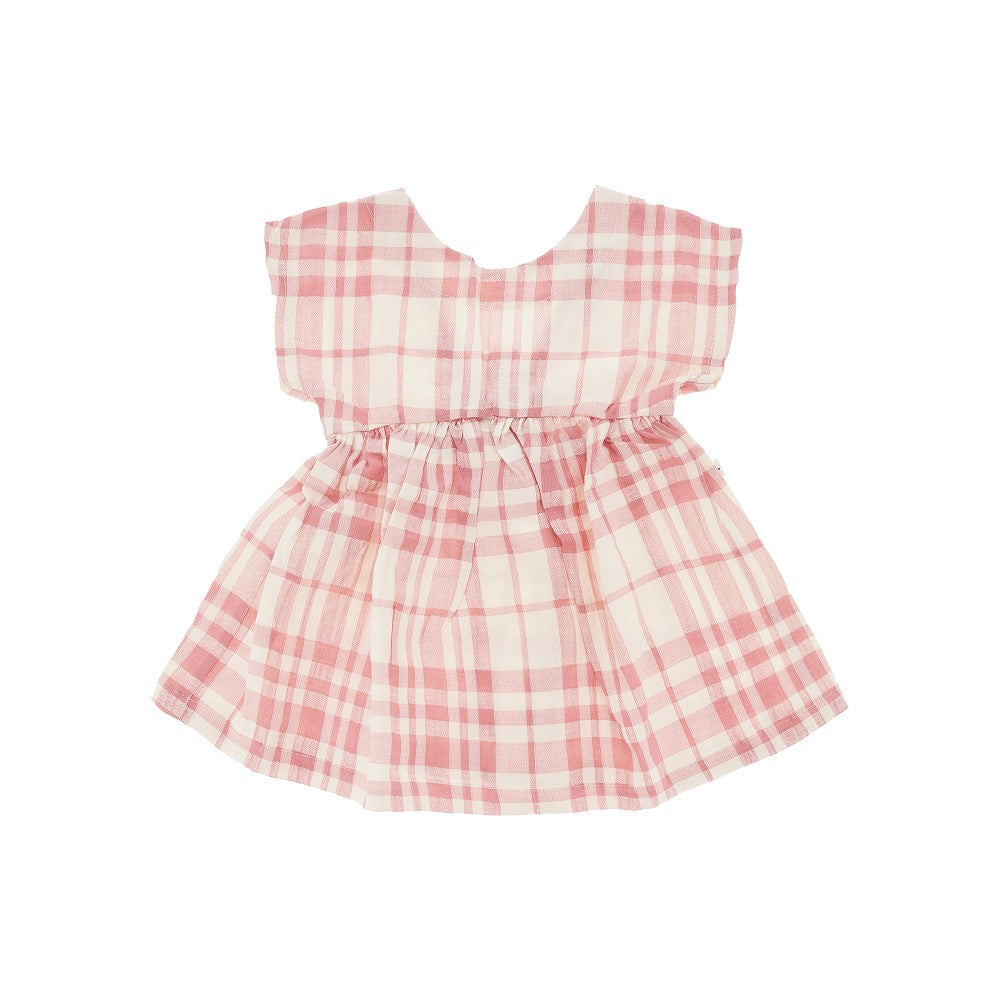 Check cotton and linen baby dress