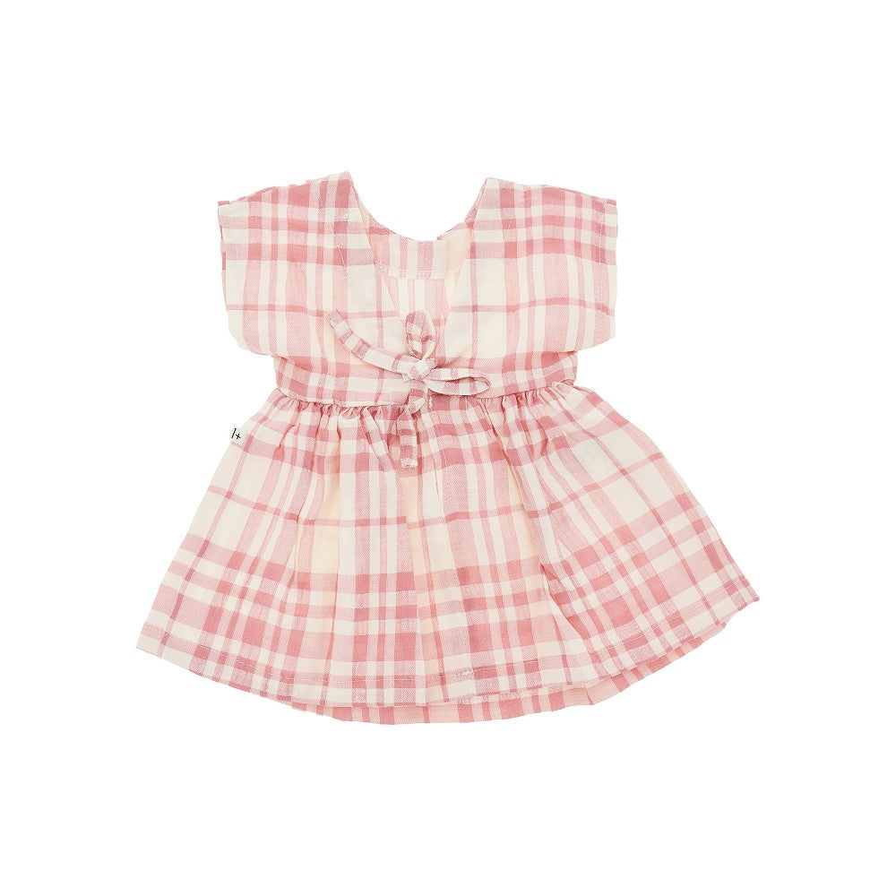 Check cotton and linen baby dress