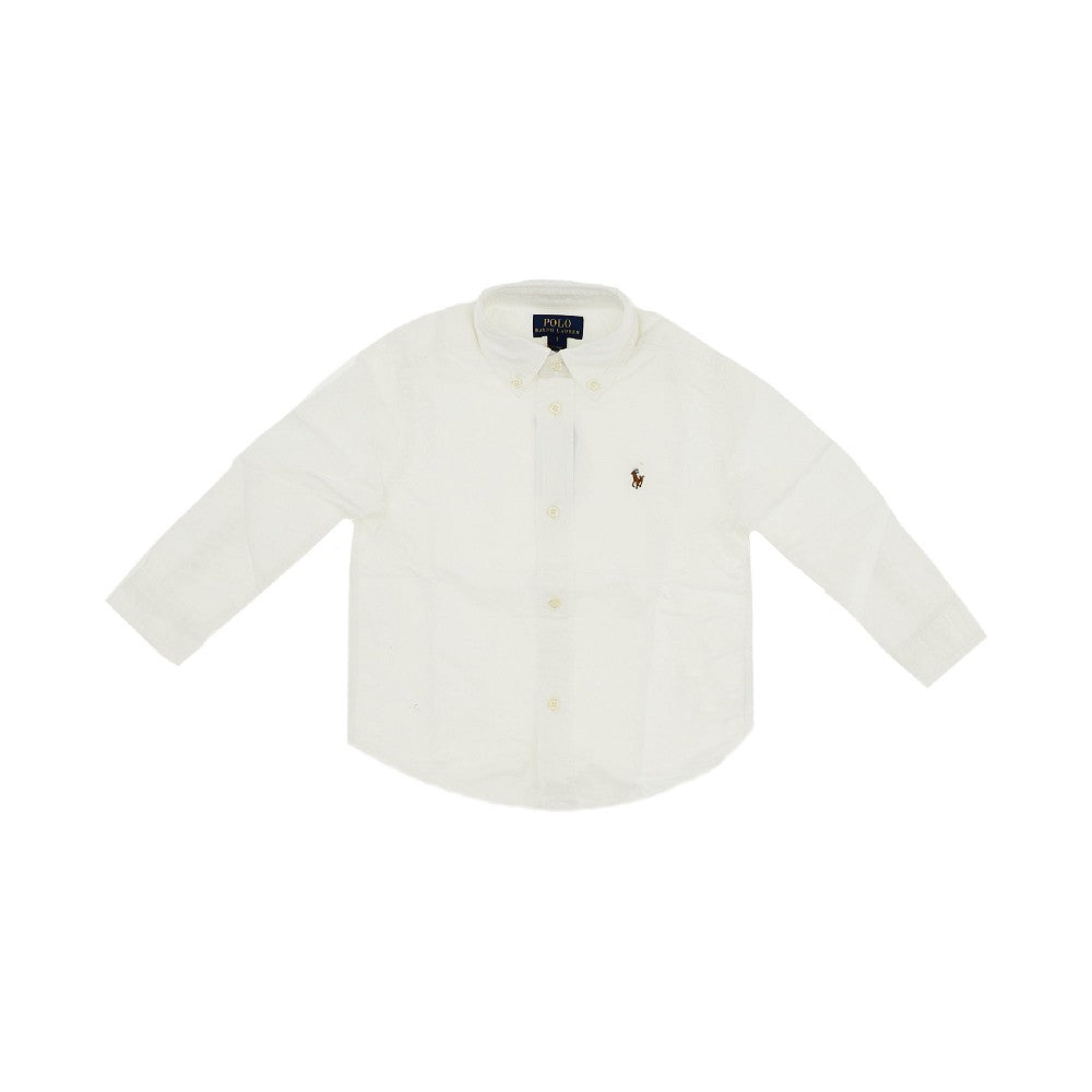 Camicia in piquet di cotone con logo ricamato
