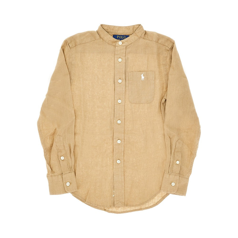 Linen shirt with logo embroidery