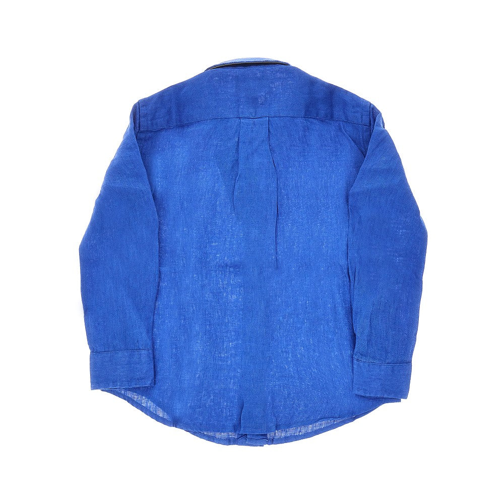 Camicia in lino con logo ricamato