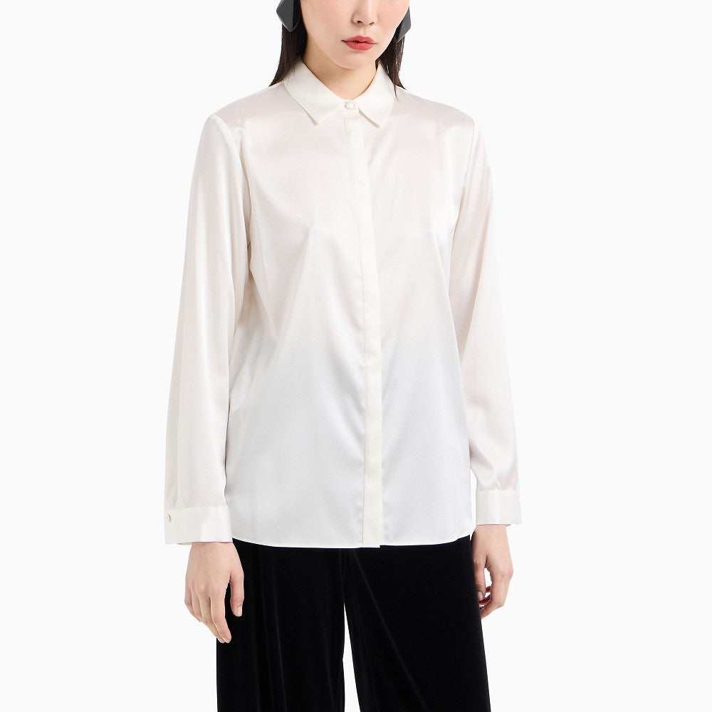 Stretch silk satin shirt