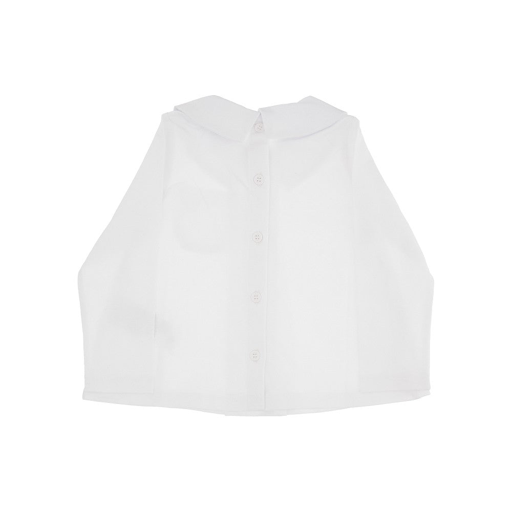 Cotton T-shirt with collar and pleat
