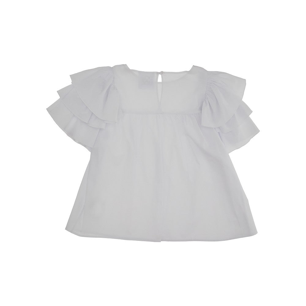 Cotton top with flounced sleeves