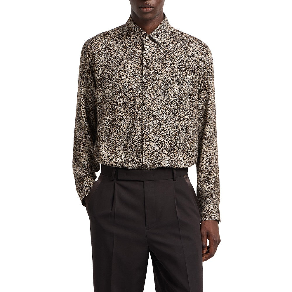 Leopard print viscose-blend shirt
