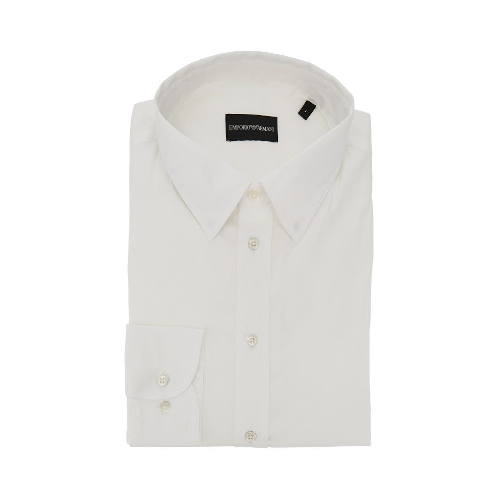Cotton-blend technical poplin shirt