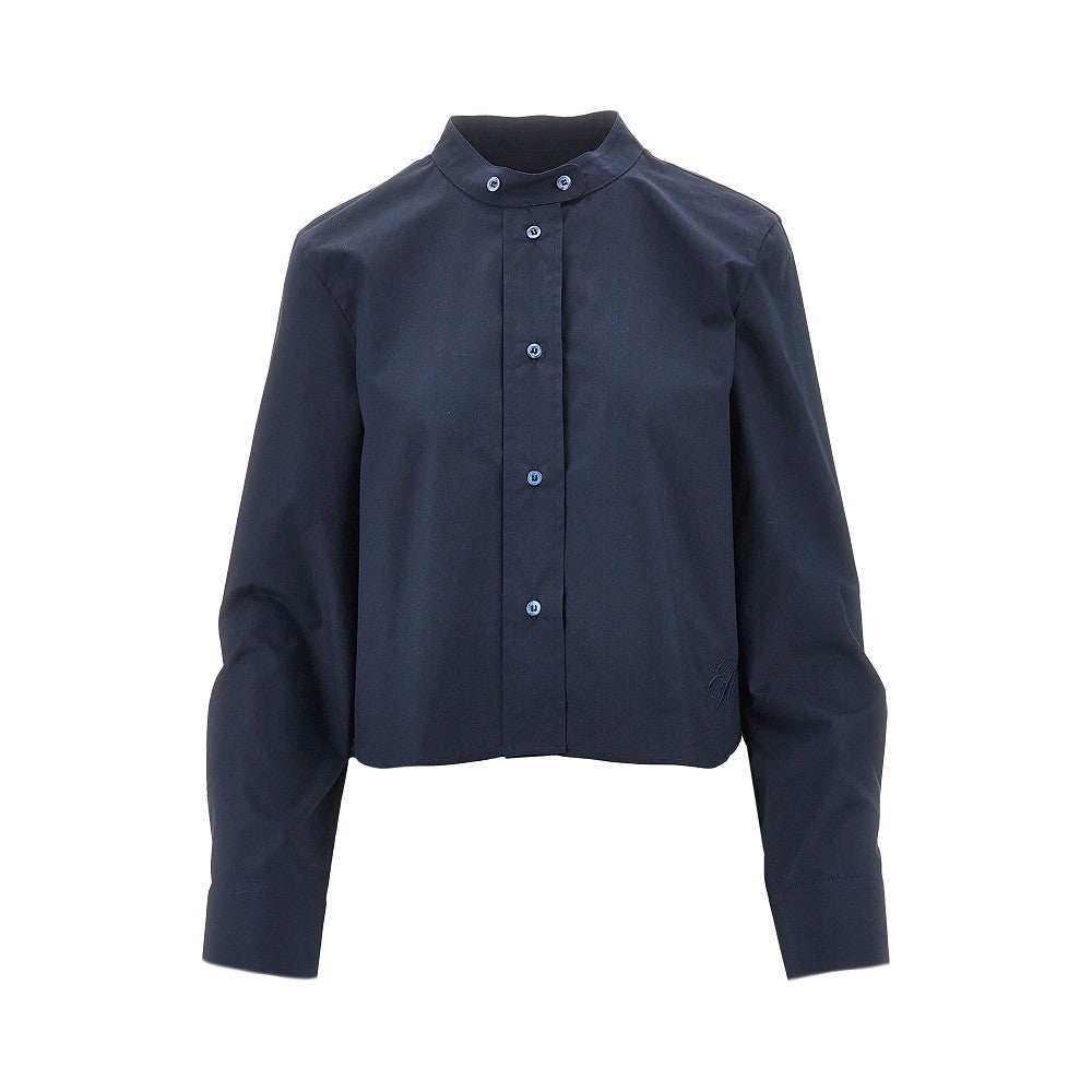 Mandarin collar poplin shirt