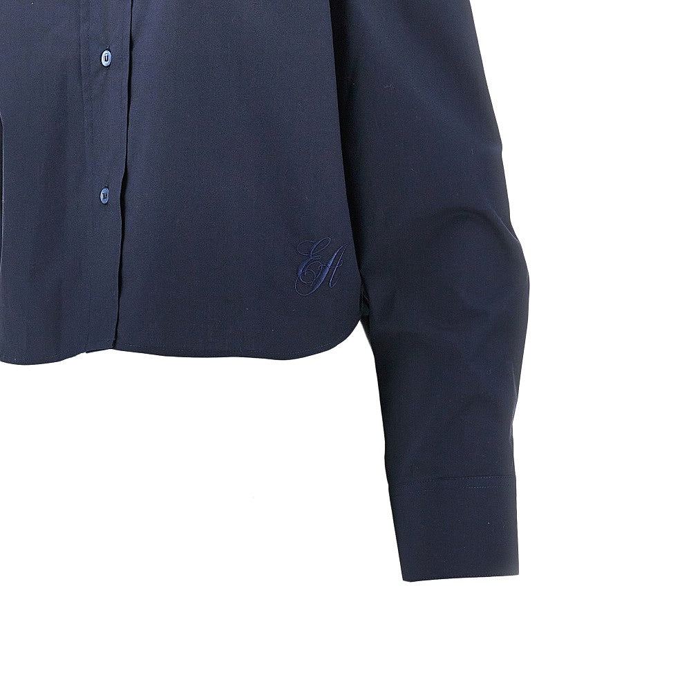 Mandarin collar poplin shirt