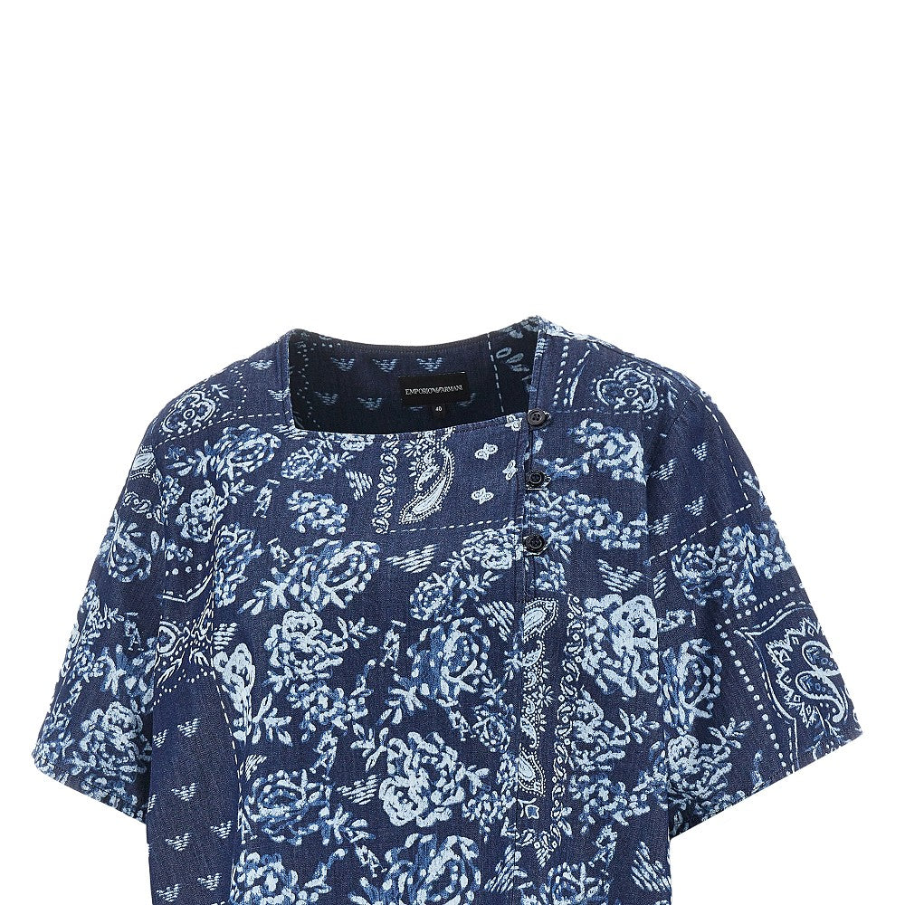 Blusa in chambray stampa Bandana