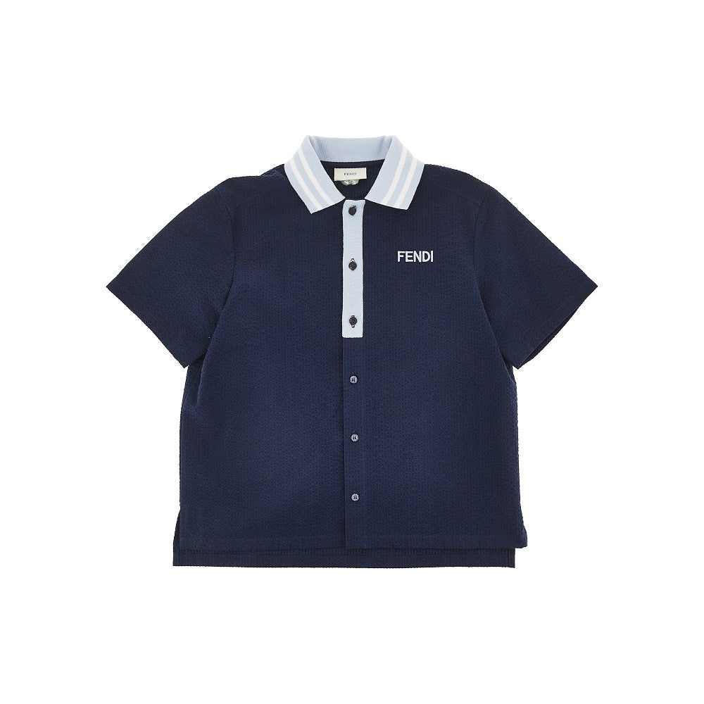 Camicia in seersucker di cotone con logo