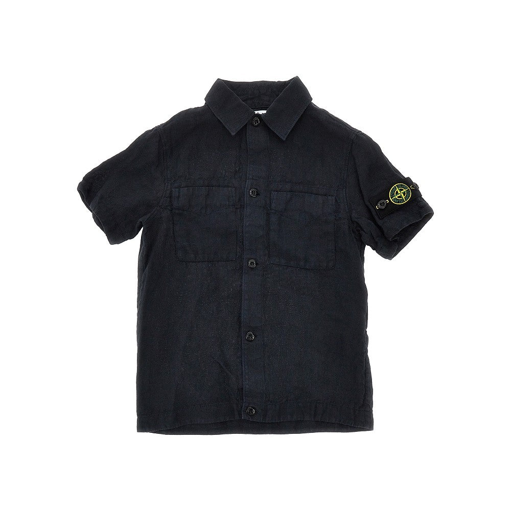 Linen shirt with logo badge