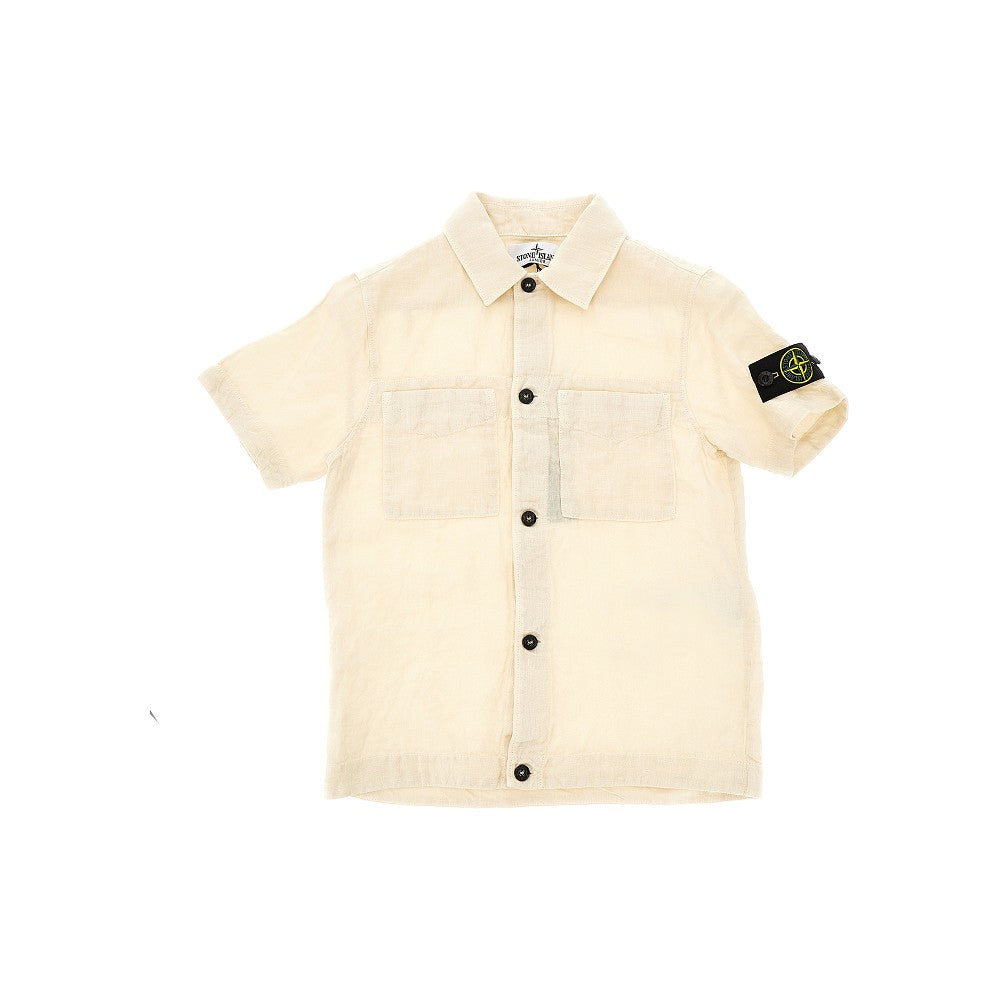 Linen shirt with logo badge
