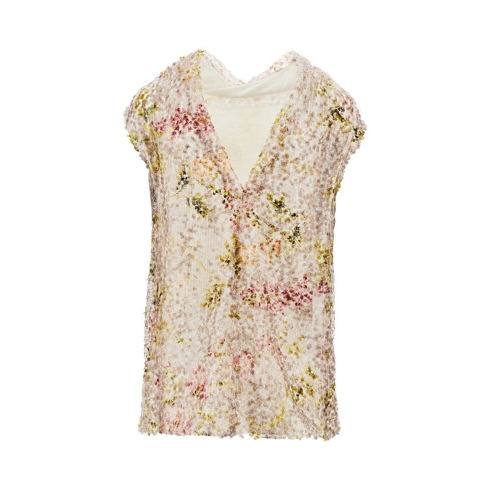 Top con paillettes floreale