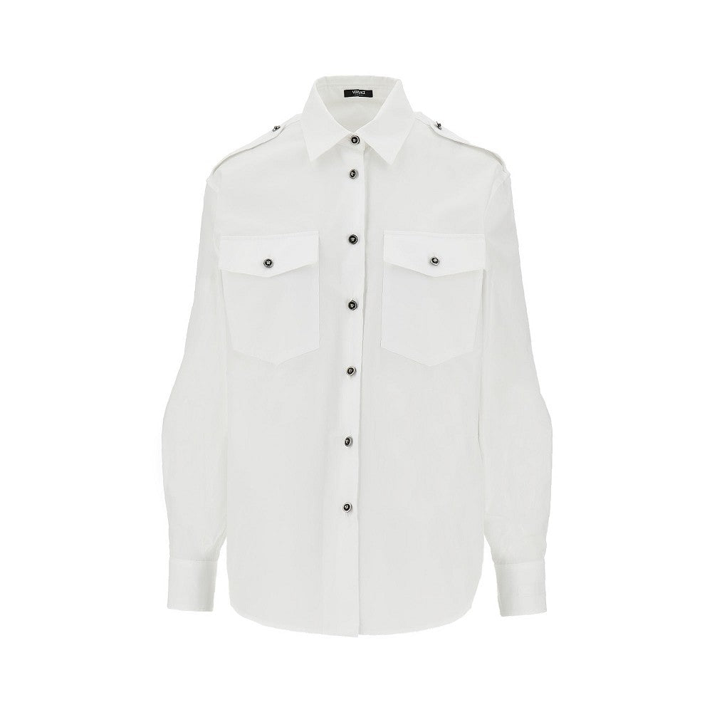 Camicia in popeline con bottoni Medusa