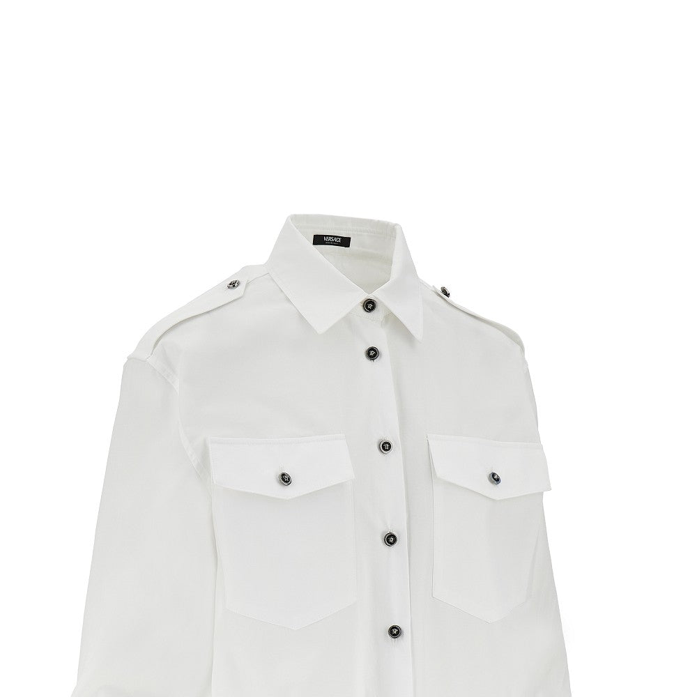Camicia in popeline con bottoni Medusa