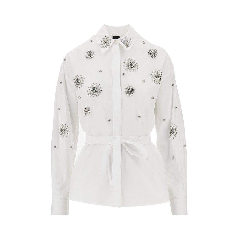 Poplin shirt with crystal embroidered details