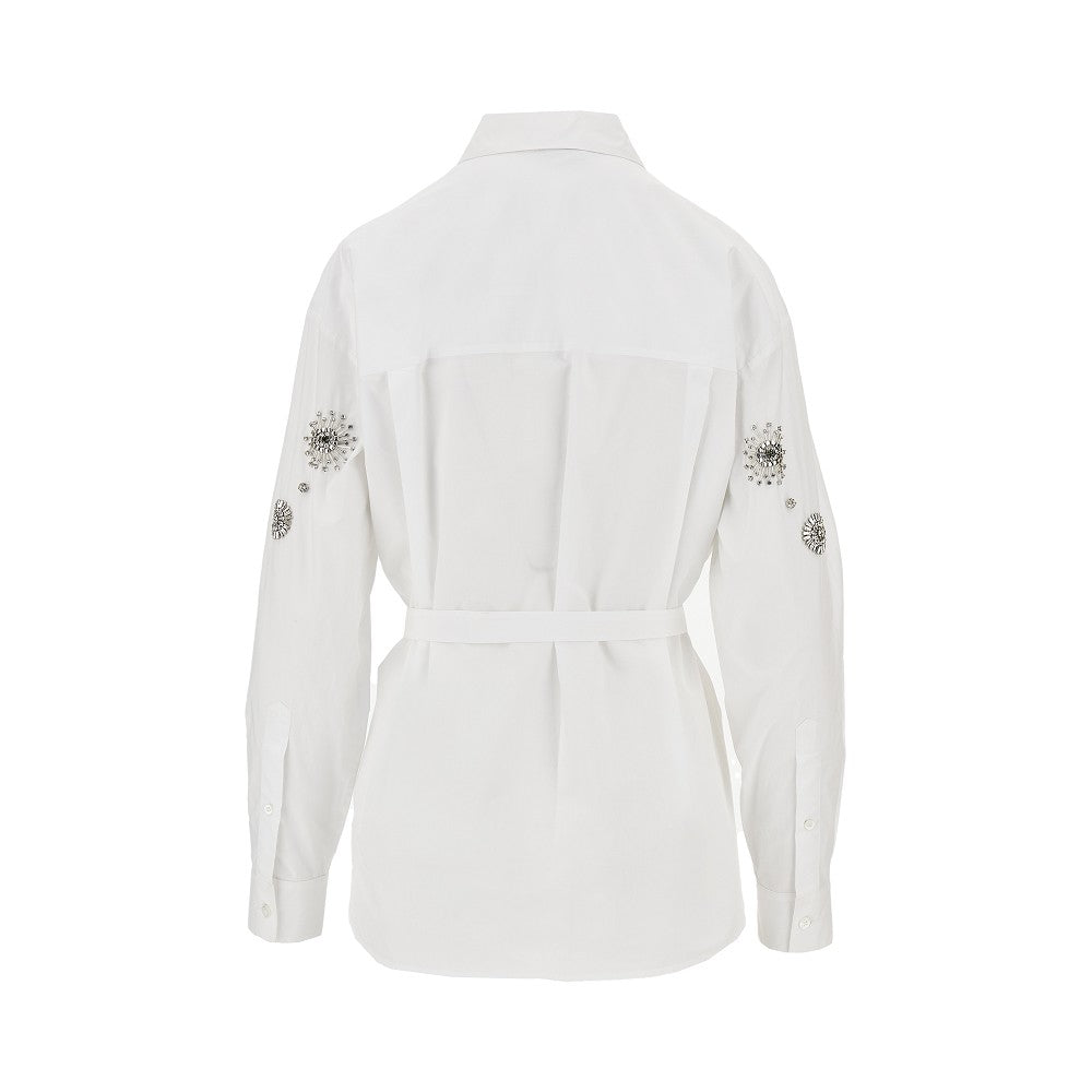 Poplin shirt with crystal embroidered details
