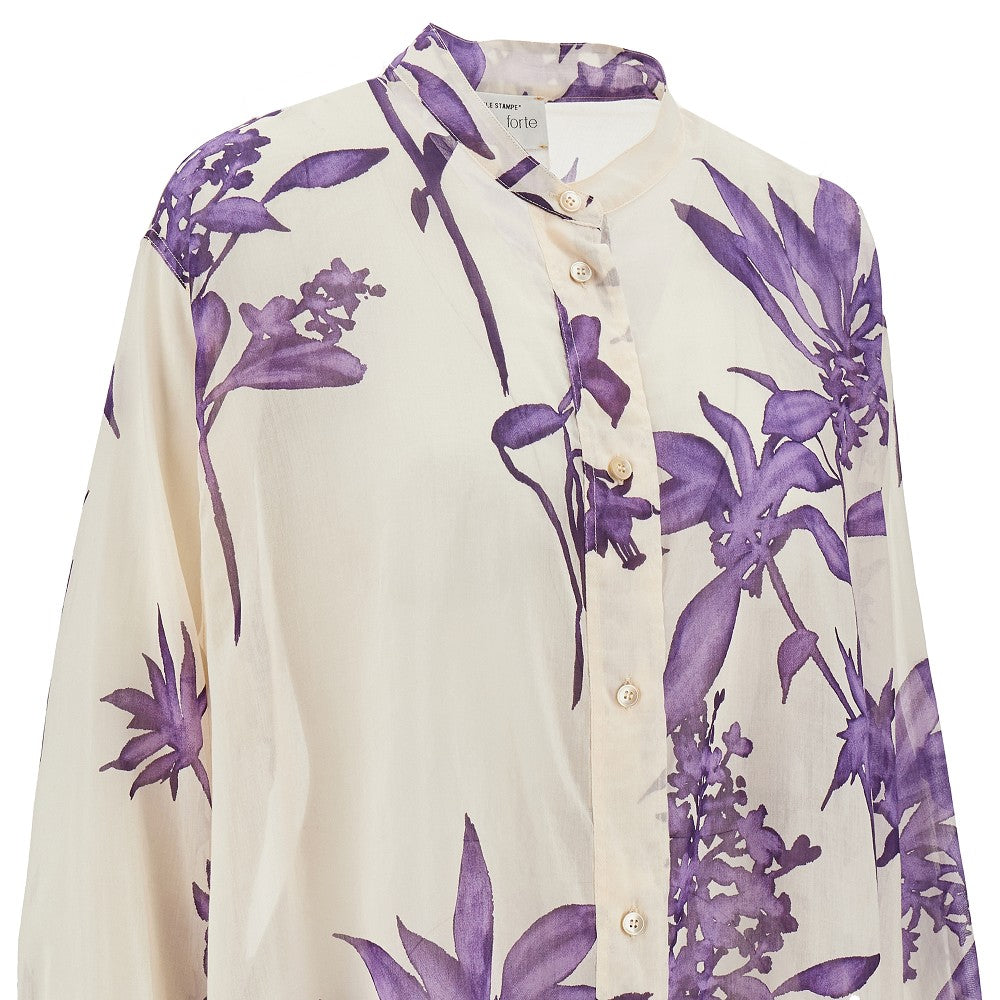 Camicia in cotone e seta con stampa floreale