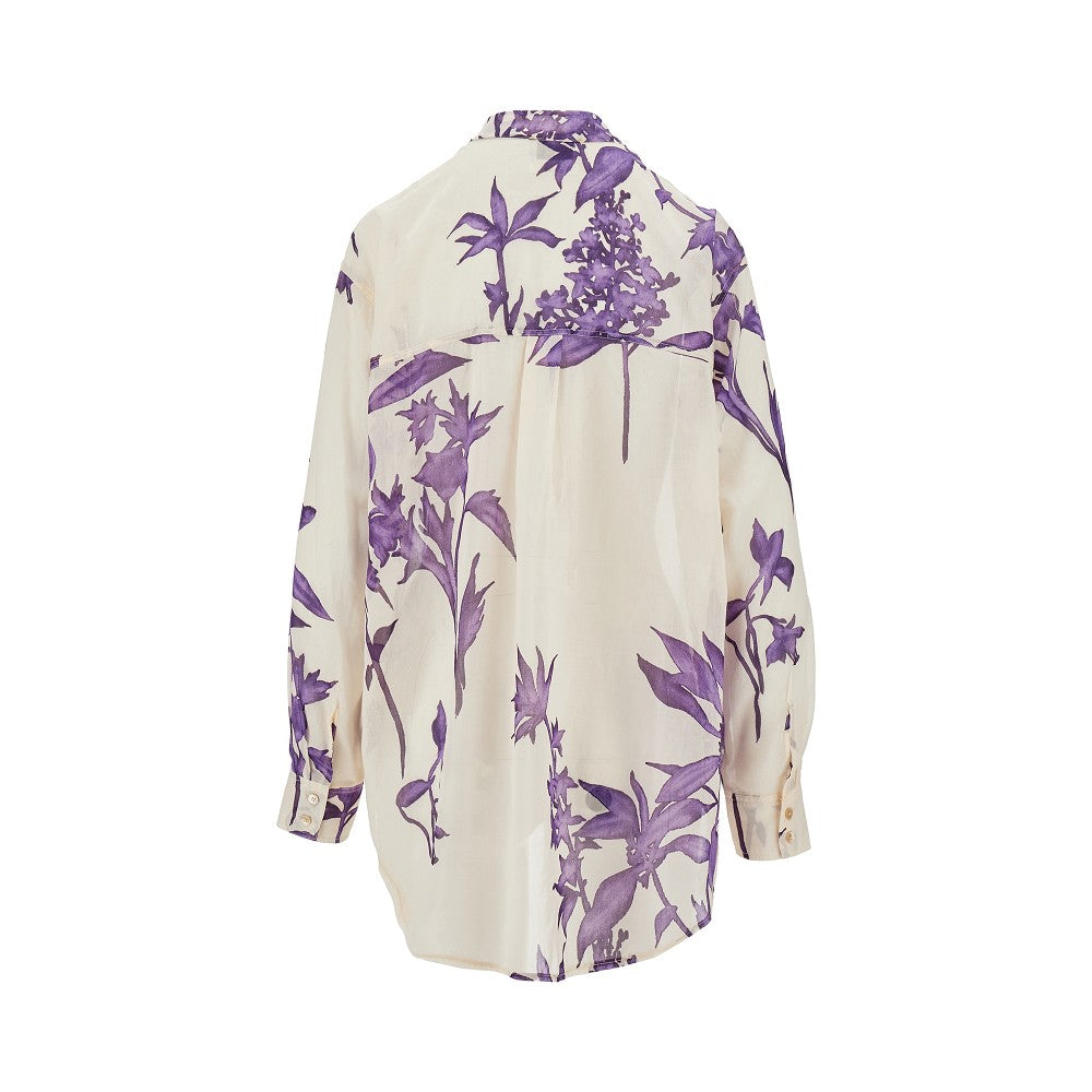 Floral print cotton and silk shirt