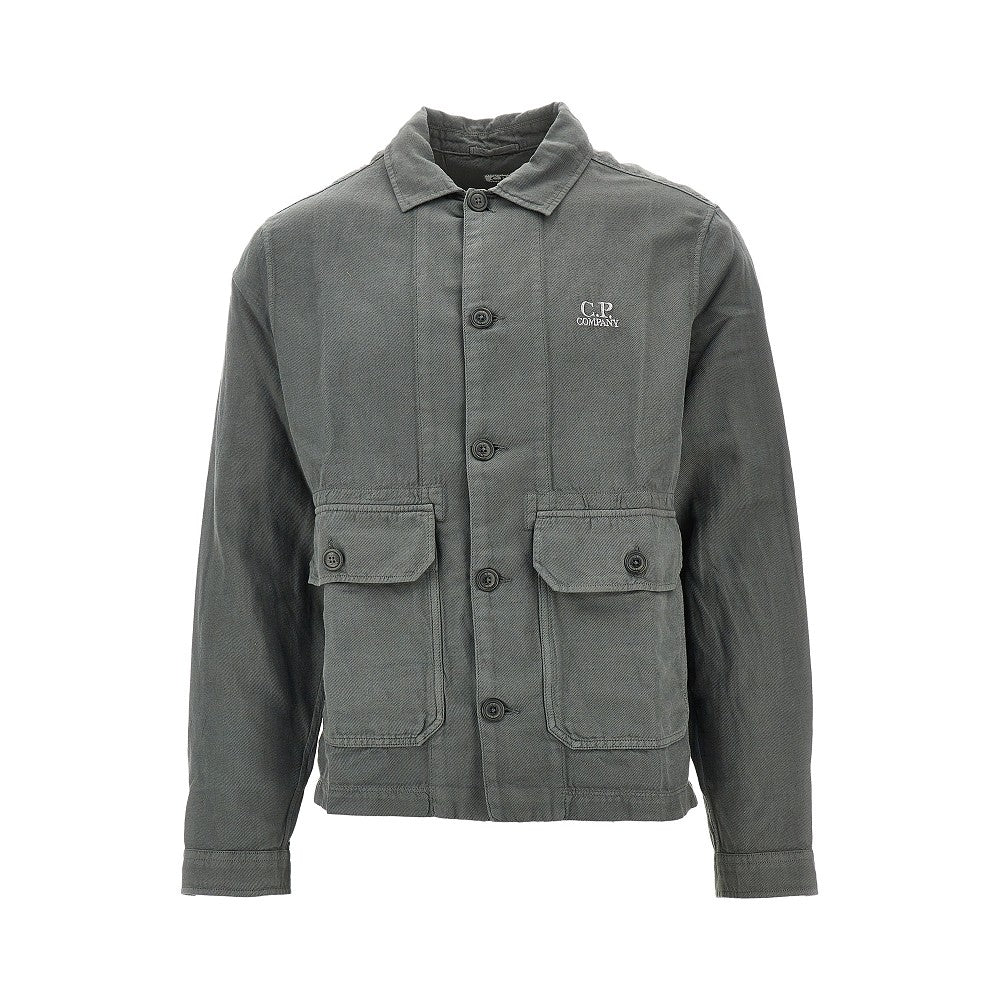 Overshirt in twill di cotone e lino