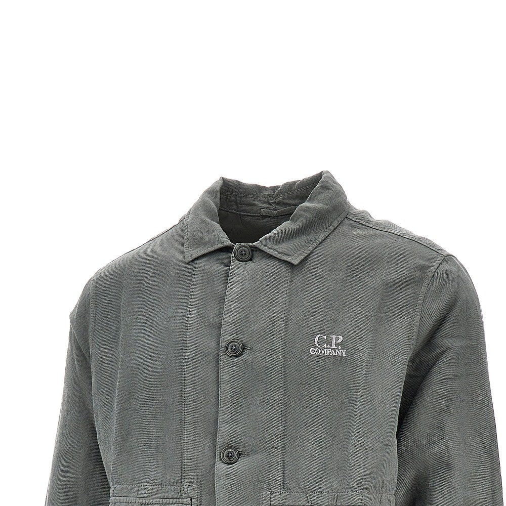 Overshirt in twill di cotone e lino