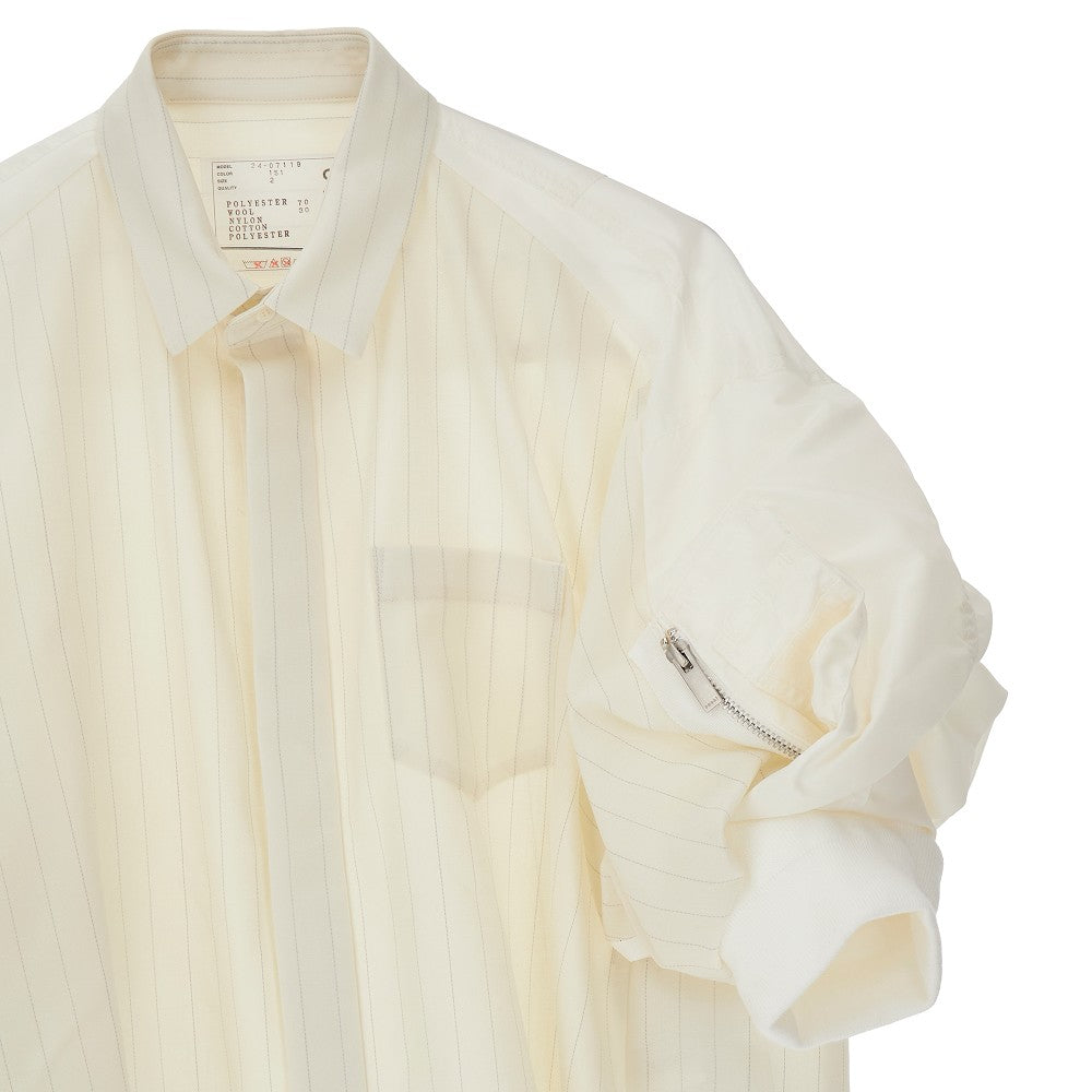 Camicia in misto lana con maniche a sbuffo