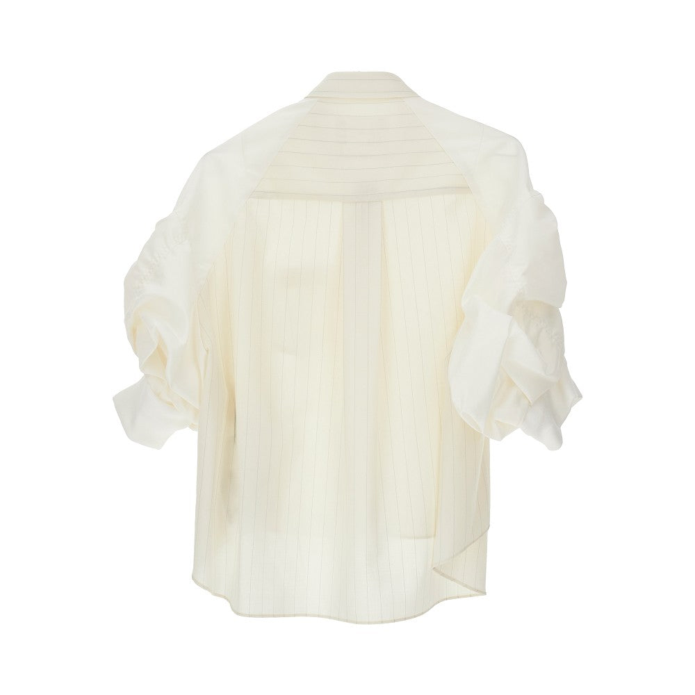 Camicia in misto lana con maniche a sbuffo