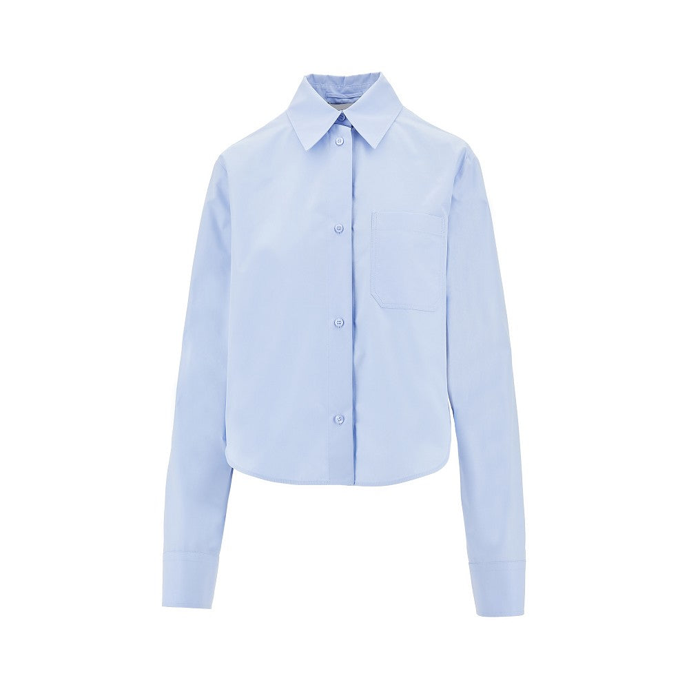 Camicia cropped in popeline plissé