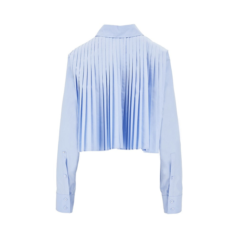 Camicia cropped in popeline plissé
