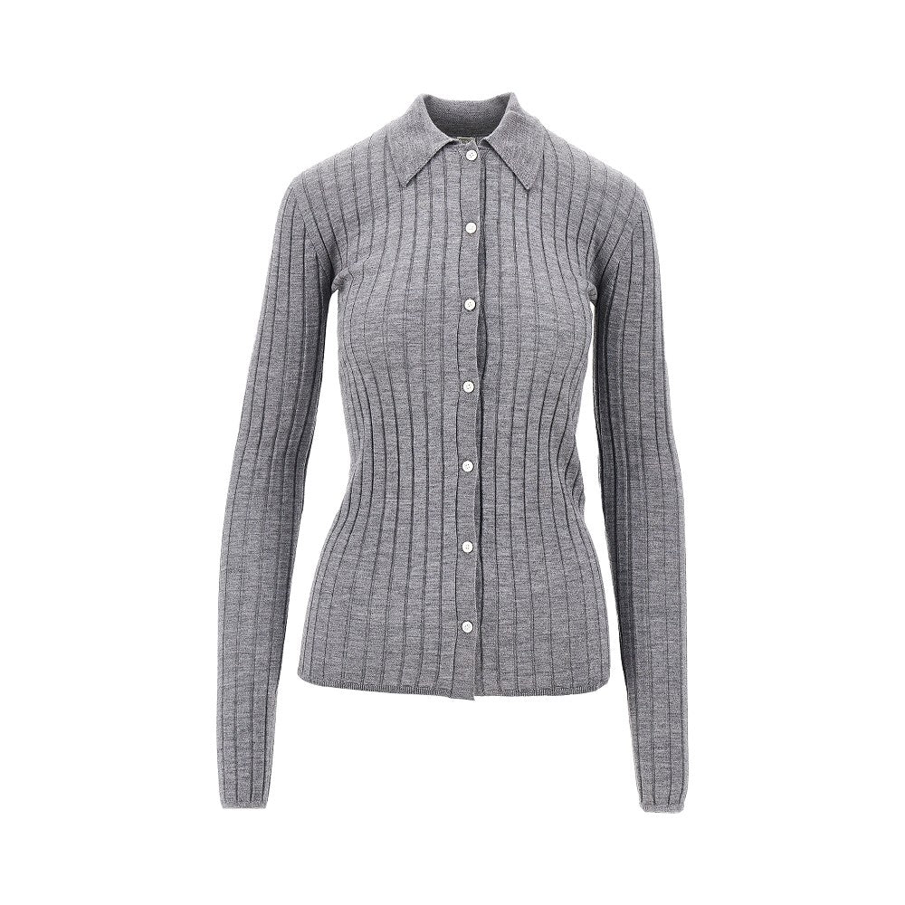 Cardigan in cachemire e seta a costine