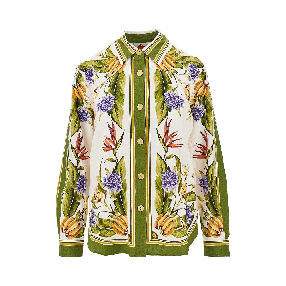Camicia in misto lino 'Tropical Scarf'