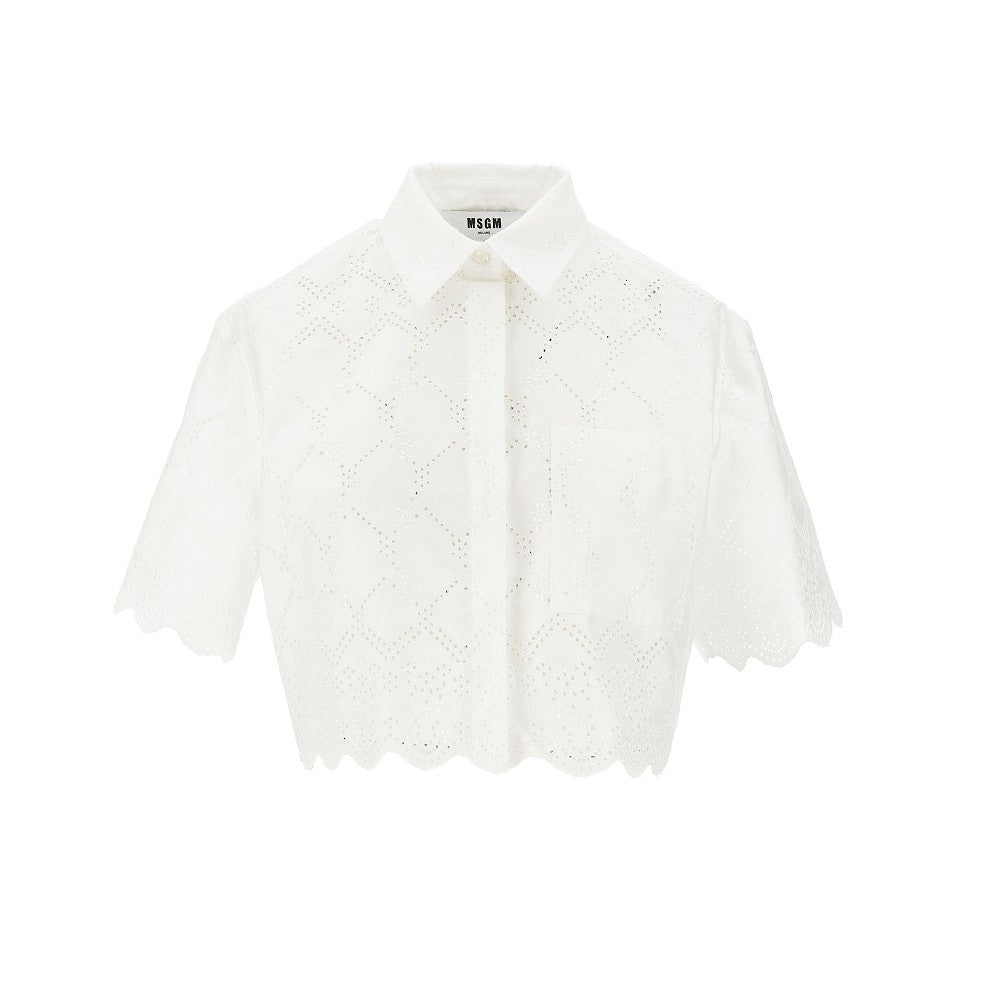 Broderie anglaise cropped shirt