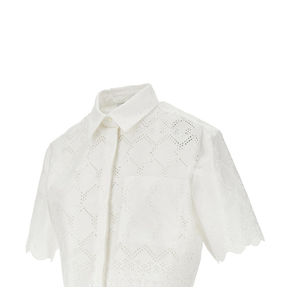 Broderie anglaise cropped shirt