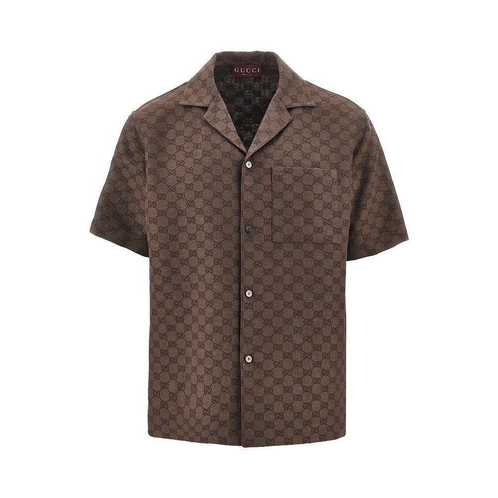 GG linen-blend bowling shirt