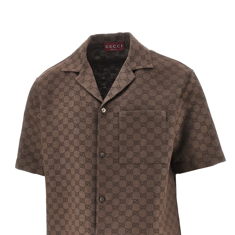 GG linen-blend bowling shirt