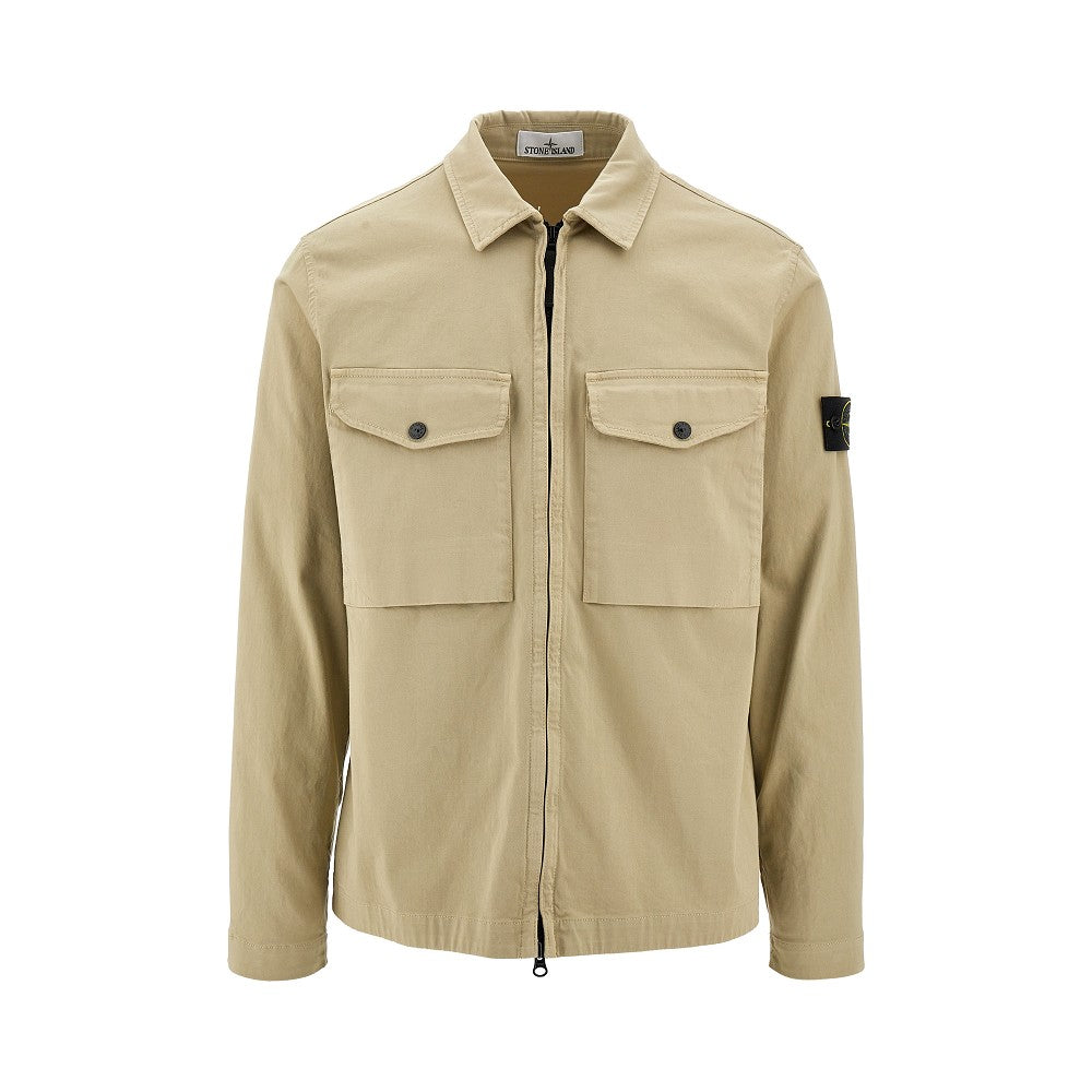Overshirt in cotone stretch con zip