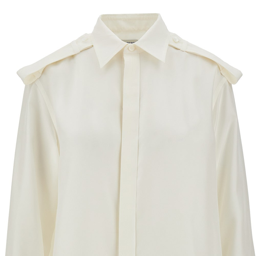 Silk shirt with shoulder epaulettes
