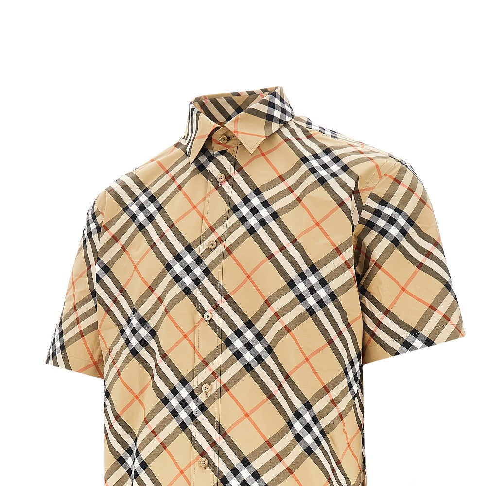 Check poplin short-sleeved shirt