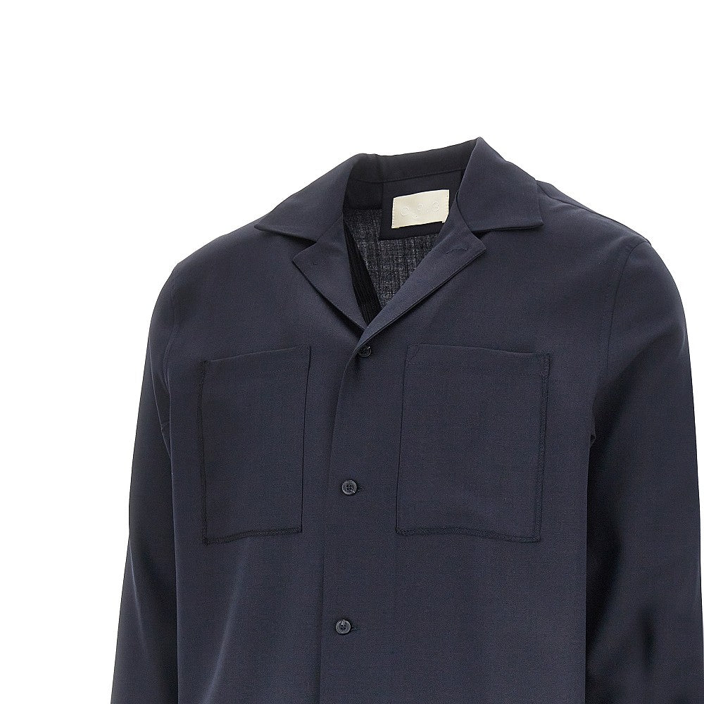 Camicia in misto lana con colletto bowling