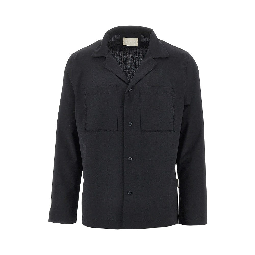 Camicia in misto lana con colletto bowling