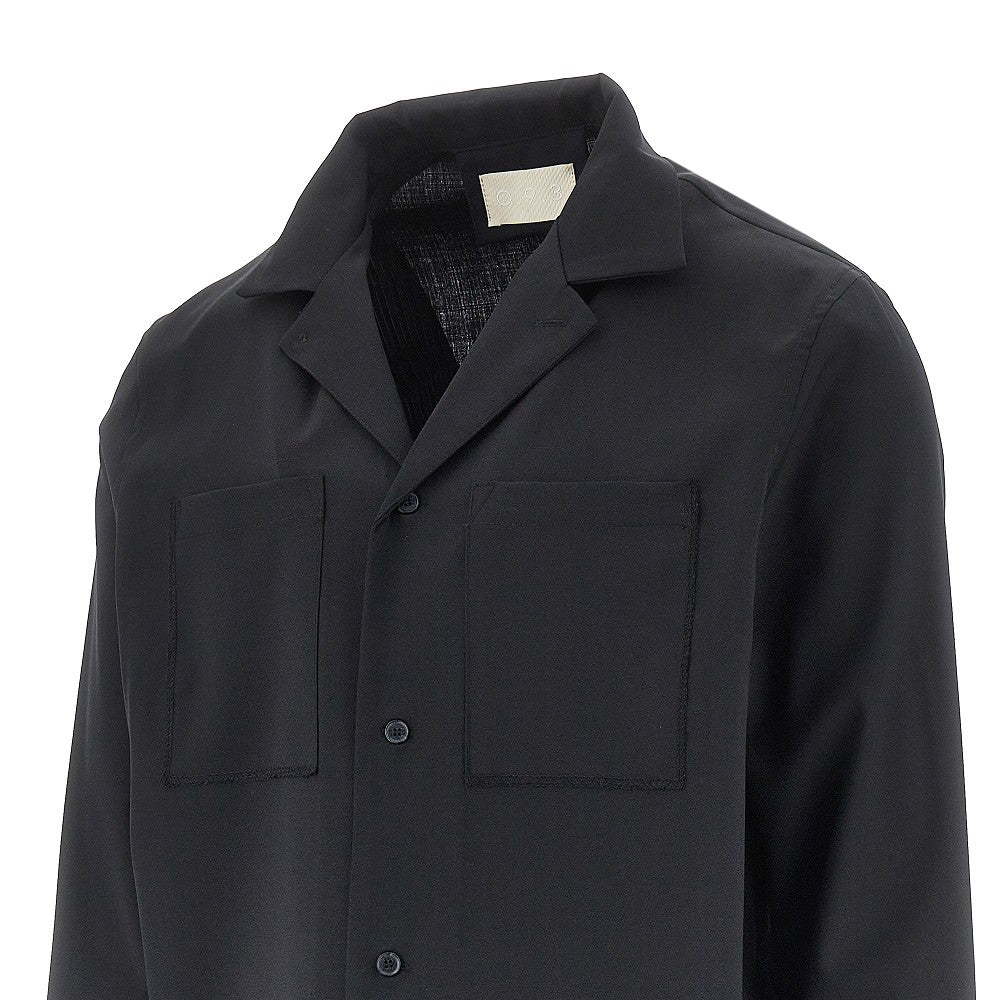 Camicia in misto lana con colletto bowling