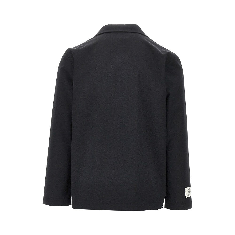 Camicia in misto lana con colletto bowling